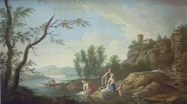 Les Lavandieres Pres D'une Riviere - view 1