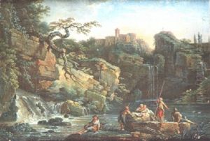 Pecheurs Pres De La Cascade Et Du Temple A Napoli