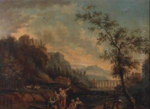 La Traversee De La Riviere En Barque by Jean Baptiste Charles Claudot