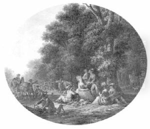 La Halte Pendant La Chasse by Jean Baptiste Charles Claudot