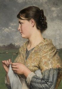 La Jeune Tricoteuse by Emile Claus