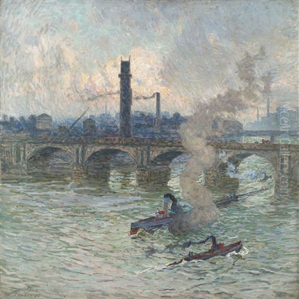 Brume, Vapeur Et Fumee Sur La Tamise - view 1