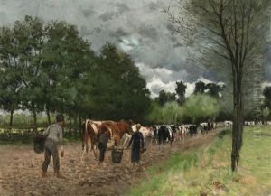 Returning To The Farm (ca. 1880) by Emile Claus