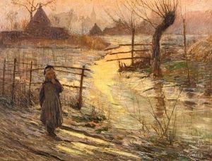 Jeune Fille Au Bord De L'etang by Emile Claus