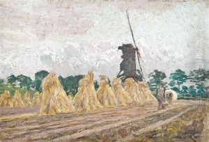 Zomerlandschap Met Ploegende Boer by Emile Claus