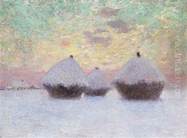 Les Meules De Foin Sous La Neige - view 1