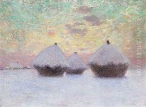 Les Meules De Foin Sous La Neige by Emile Claus