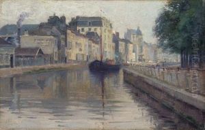 Au Bord De La Lys, Bruges by Emile Claus