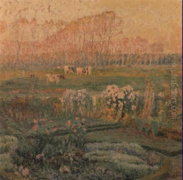 Landscape With Flowers And Cows In A Meadow Beside The Leie (lys) - view 1