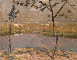 A Summer Landscape With A Stream by Emile Claus