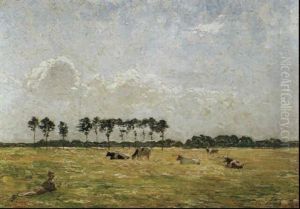 Vacher Dans Un Paysage Ensoleille by Emile Claus