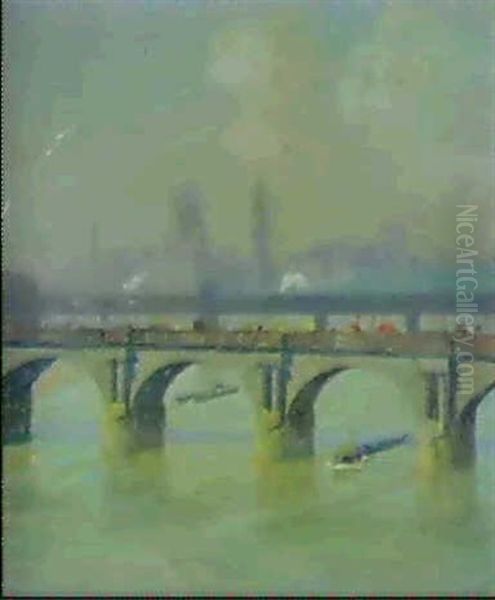 Waterloo Bridge And Hungerford Bridge With The Houses Of Parliament Beyond - view 1