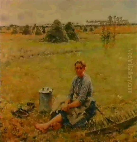 A Young Girl Seated In A Corn Field - view 1