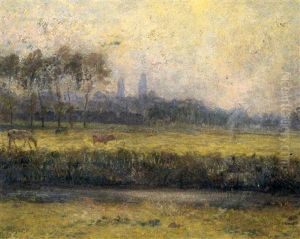 A Landscape With A Village Beyond by Emile Claus