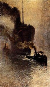 Escorte Sur La Tamise Dans Le Brouillard by Emile Claus