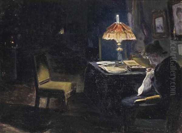 Sewing In Lamplight - view 1