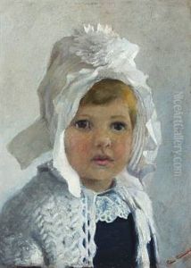 Blond Haired Girl In A Bonnet by Christian Clausen