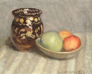 Still Life Of Fruit And A Vase by Sir George Clausen