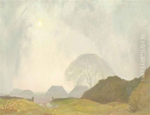 Haystacks, Twilight by Sir George Clausen