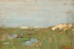 Sand Dunes (+ Study Of A Girl's Head; 2 Works) by Sir George Clausen