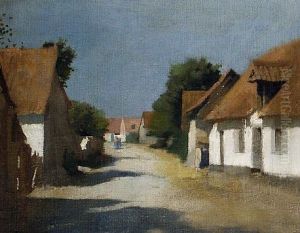 A Sunny Village Street, France by Sir George Clausen