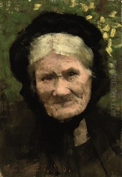 Portrait Of An Woman In A Black Headscarf - view 1
