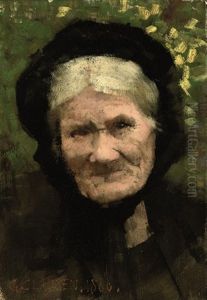 Portrait Of An Woman In A Black Headscarf