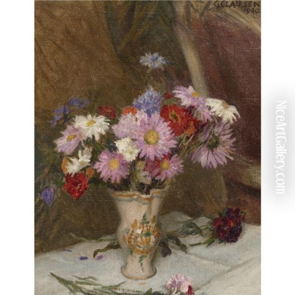 Still Life With Michaelmas Daisies And Cornflowers In A Jug - view 1