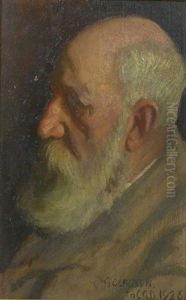 Head And Shoulder Portrait Of Charles George Danford (+ Another, Prepatory Drawing; 2 Works) by Sir George Clausen