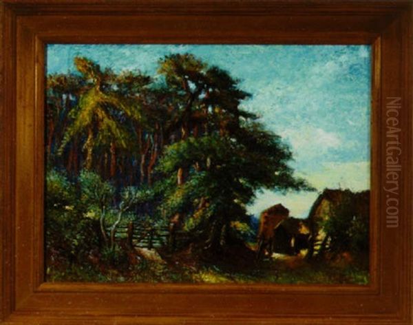 Woodland Landscape With Barn - view 1