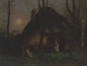 Moonlit Landscape With Cottage by Sir George Clausen