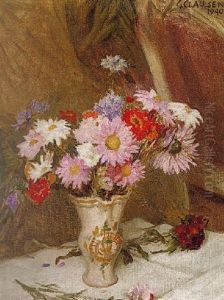 Still Life With Michaelmas Daisies And Cornflowers