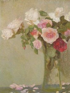 Still Life With Roses In A Glass Vase Still Life With Roses In A Glass Vase