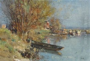 Seeufer Mit Ruderboot by Marie Joseph Leon Clavel Iwill