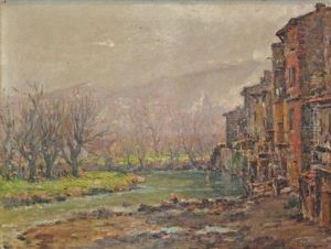 Lavandiere Au Bord De La Riviere by Jules-Justin Claverie