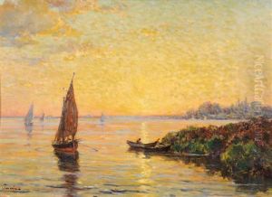 Vue De L'etang De Berre by Jules-Justin Claverie