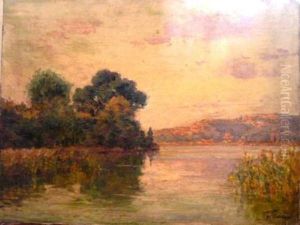 Paysage Au Bord De L'eau by Jules-Justin Claverie