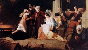 Jews Lamenting Over The Ruins Of Jerusalem. The Elders Of The Daughters Of Zion Sit Upon The Ground And Keep Silence by Marshall Claxton