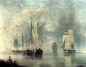 Shipping Scene With Dutch Barge And Man Of War
