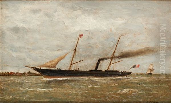 Navire A Voile Et Vapeur Dans L"estuaire - view 1