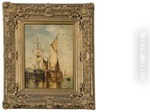 Ships Rafted Along The Scheldt by Paul Jean Clays