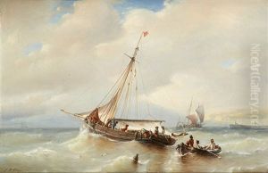 Le Depart Des Pecheurs Devant La Falaise