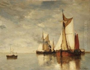 Bateaux De Peches Hollandais Sous Voiles by Paul Jean Clays