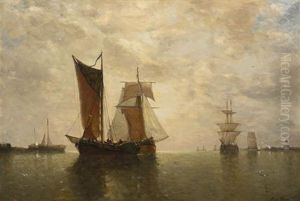 Ships At Harbor by Paul Jean Clays