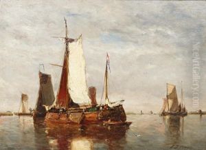 Dutch Fishing Boats In An Estuary by Paul Jean Clays