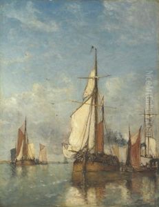 Dutch Paddleboats At Anchor by Paul Jean Clays