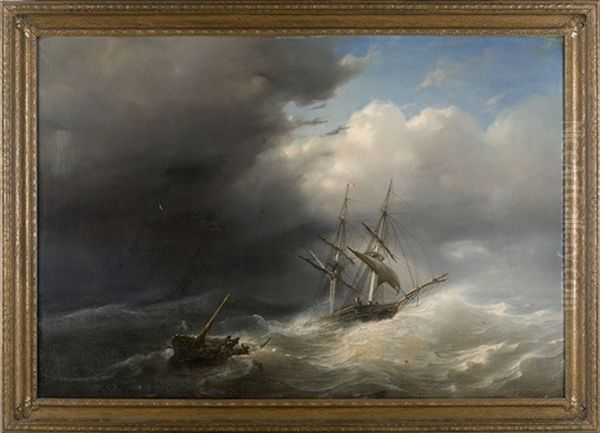 Ship In Stormy Seas - view 1
