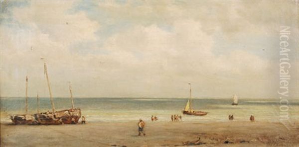 Kustenlandschaft Mit Booten Und Figurenstaffage - view 1