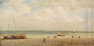 Kustenlandschaft Mit Booten Und Figurenstaffage Kustenlandschaft Mit Booten Und Figurenstaffage
