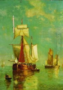 Boats At Anchor by Paul Jean Clays